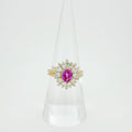18K Gold Pink Sapphire Diamond Halo Ring