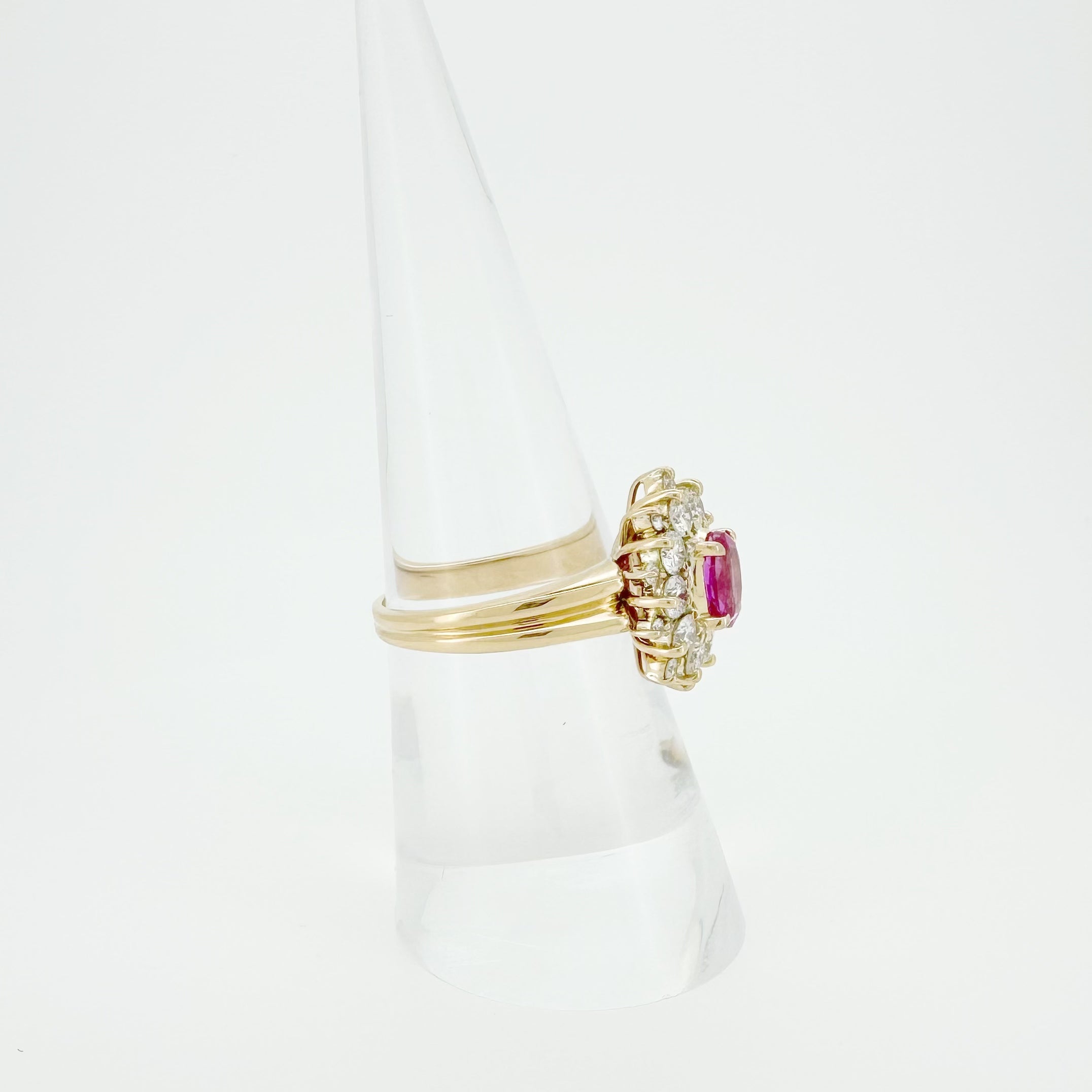 18K Gold Pink Sapphire Diamond Halo Ring