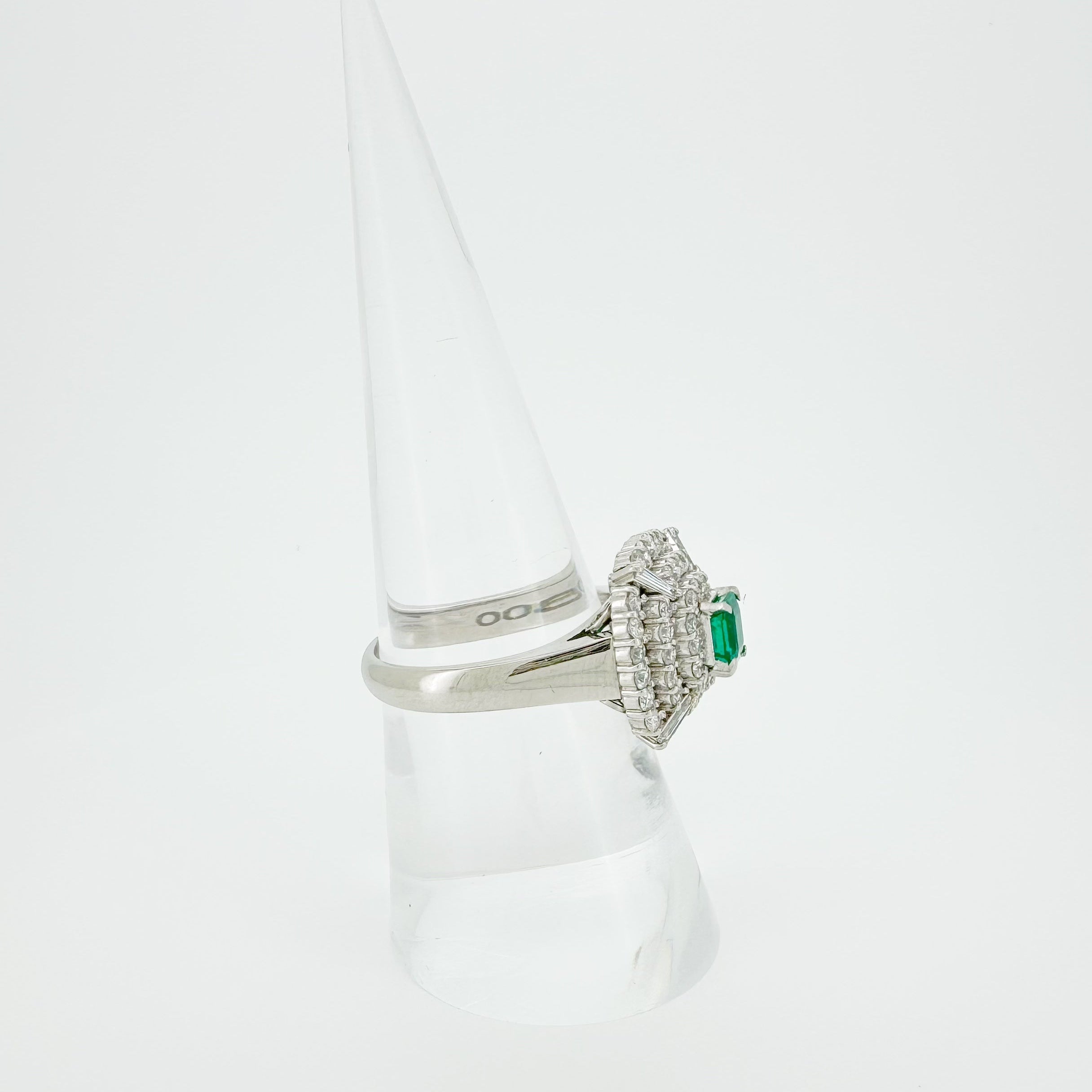 PT900  0.50ct Emerald 1.05ct Diamond Ring