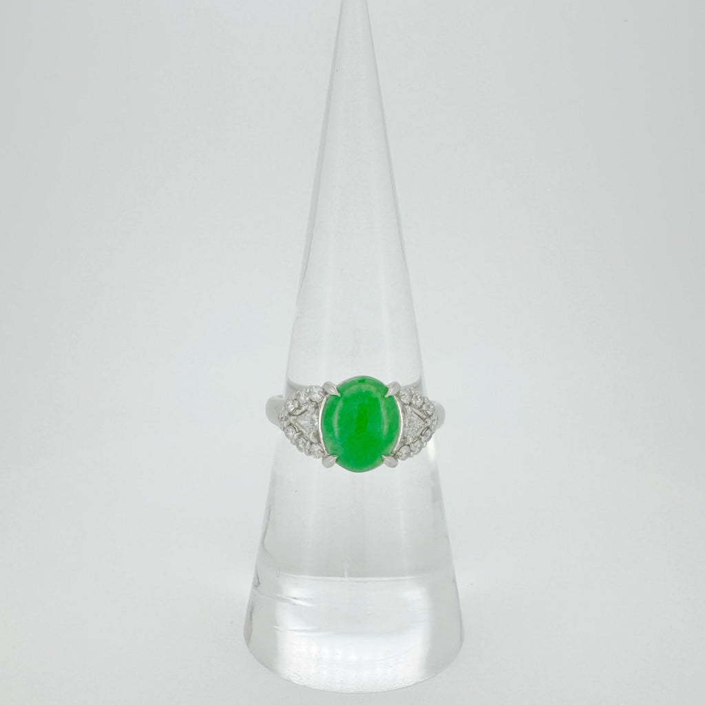 PT900 Natural Jadeite Diamond Ring