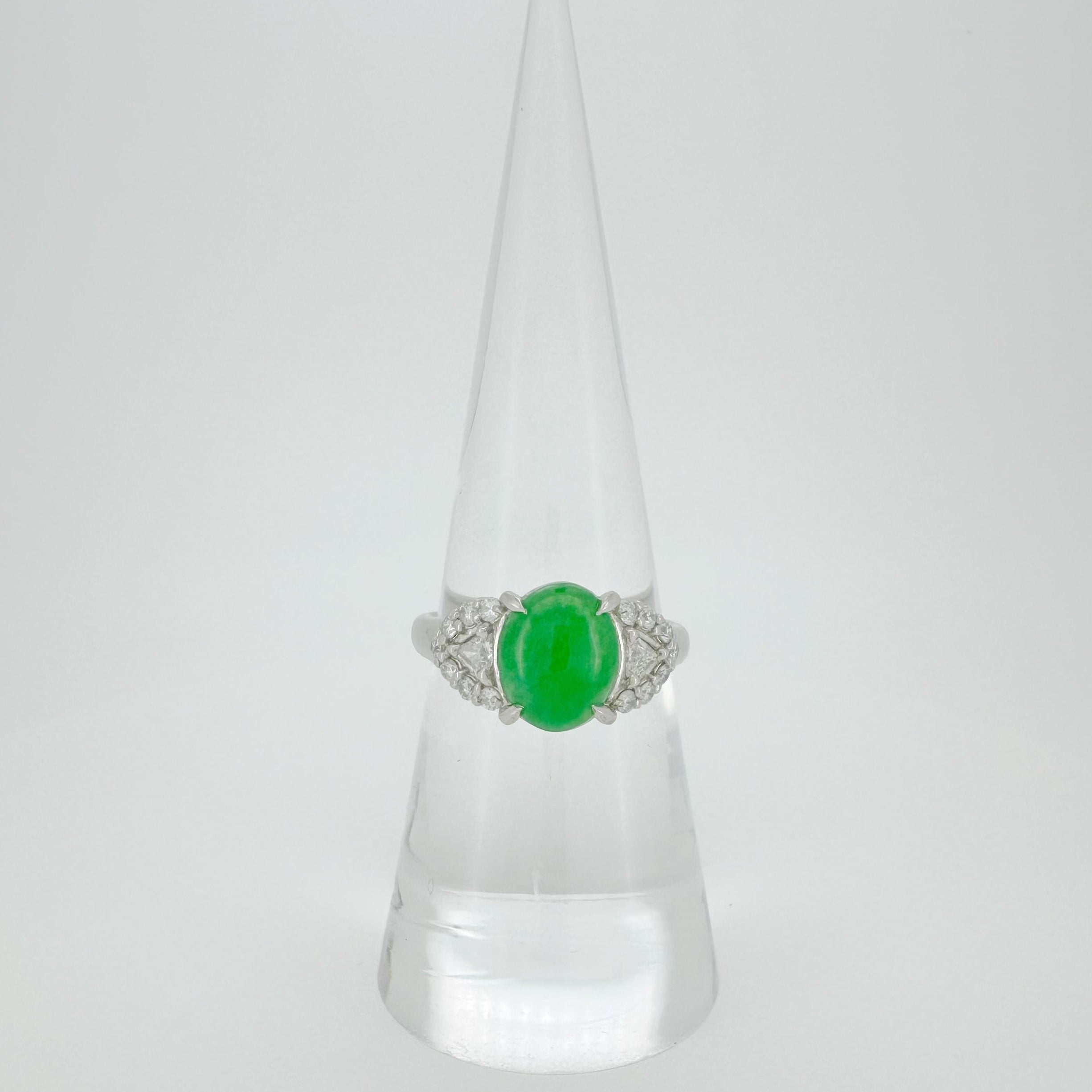 PT900 Natural Jadeite Diamond Ring