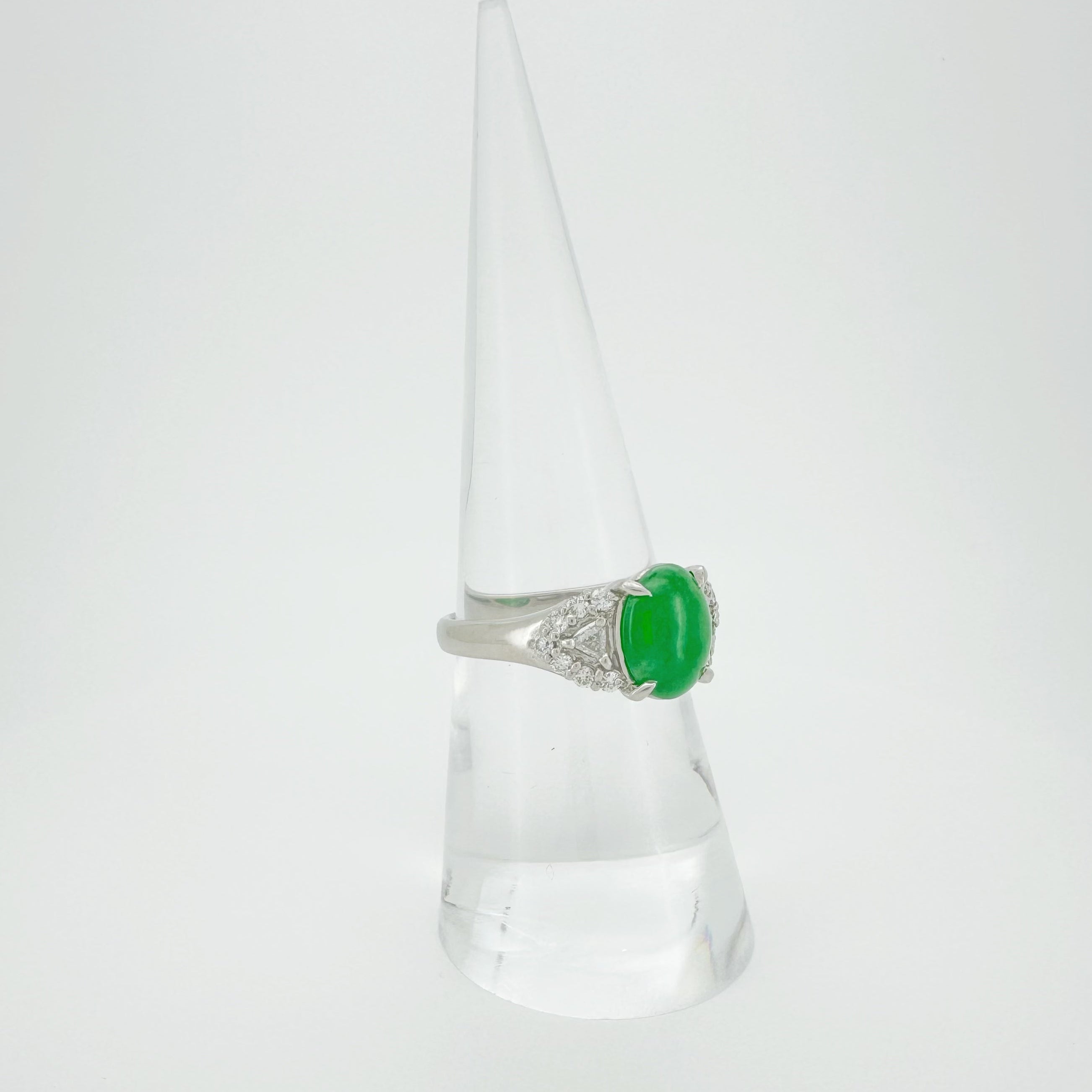 PT900 Natural Jadeite Diamond Ring