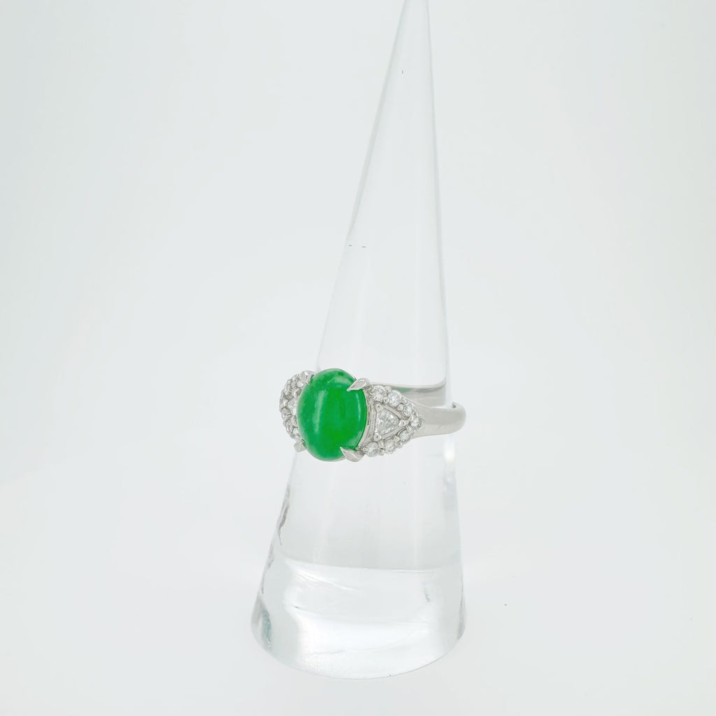 PT900 Natural Jadeite Diamond Ring