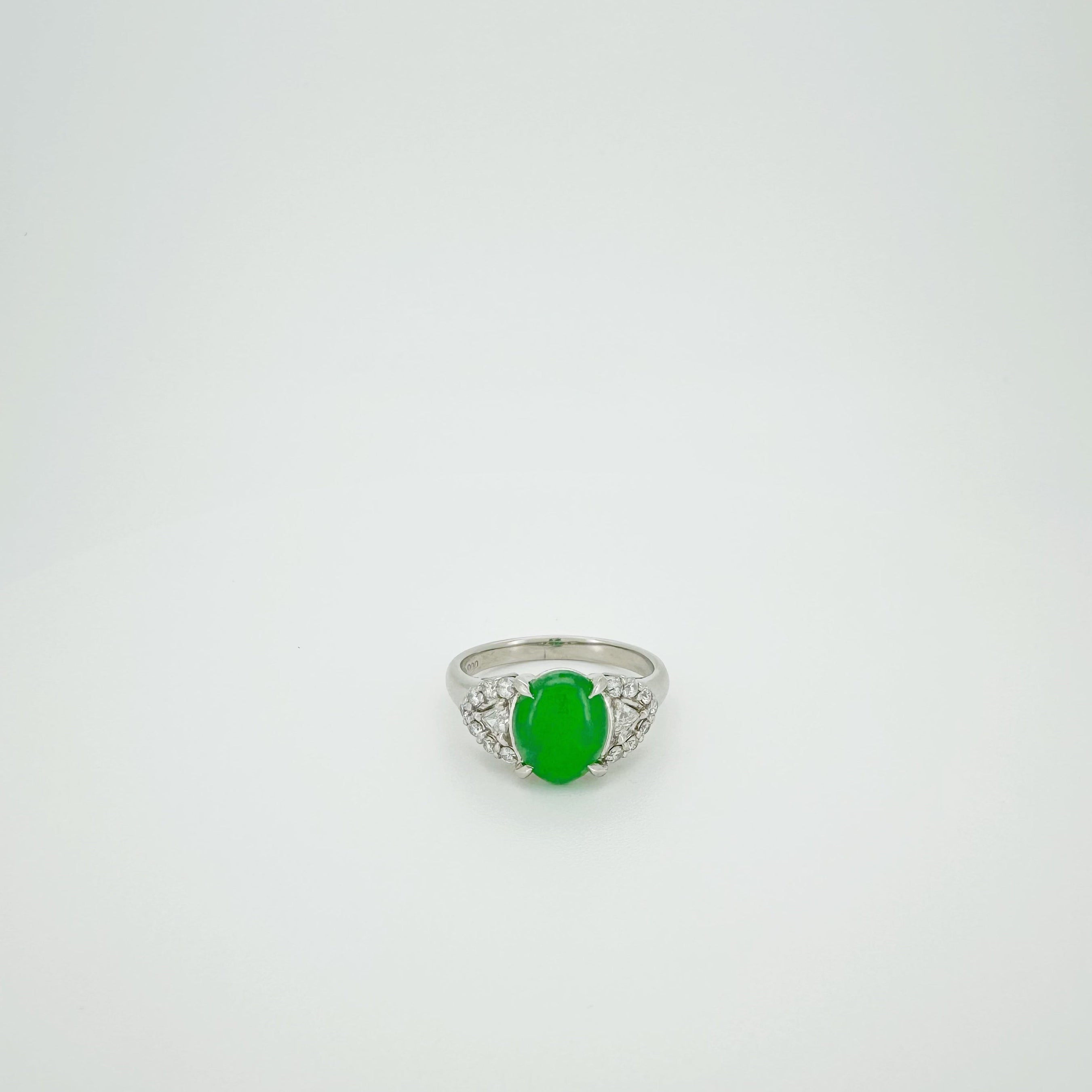 PT900 Natural Jadeite Diamond Ring