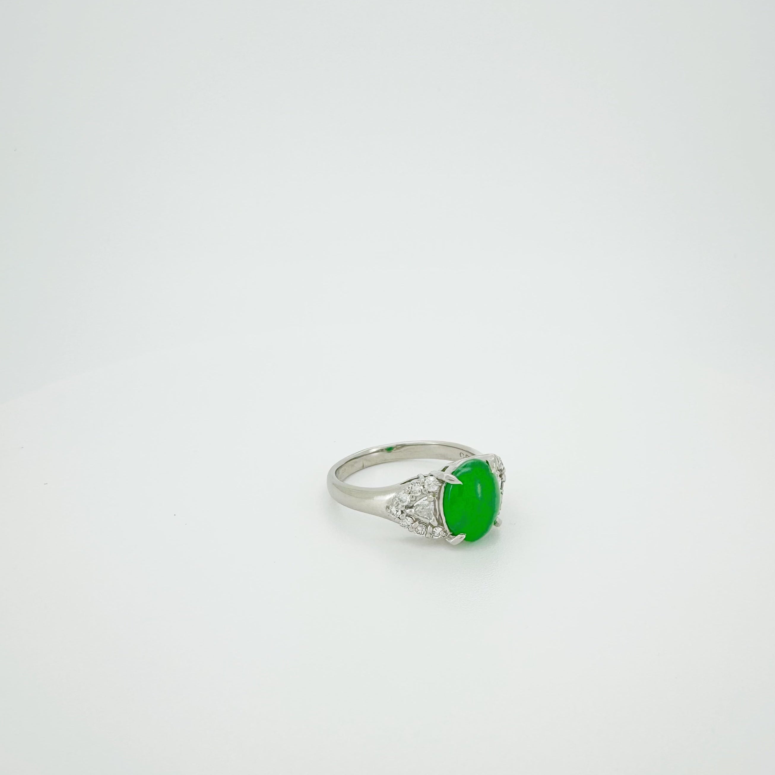 PT900 Natural Jadeite Diamond Ring