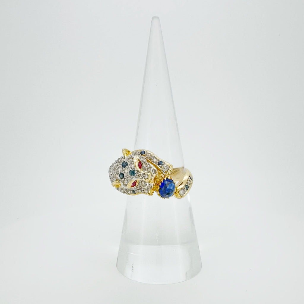 18K Gold Leopard Carved Ring