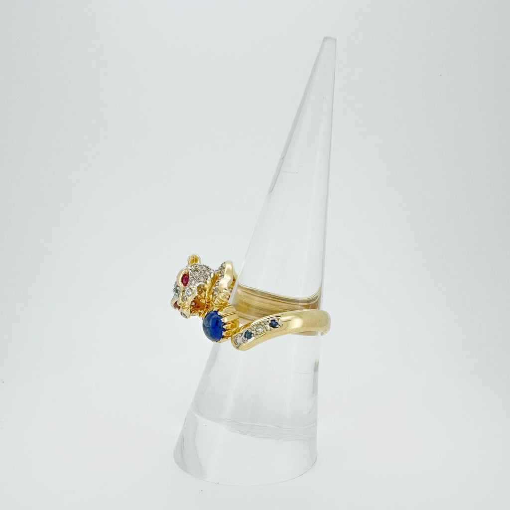 18K Gold Leopard Carved Ring