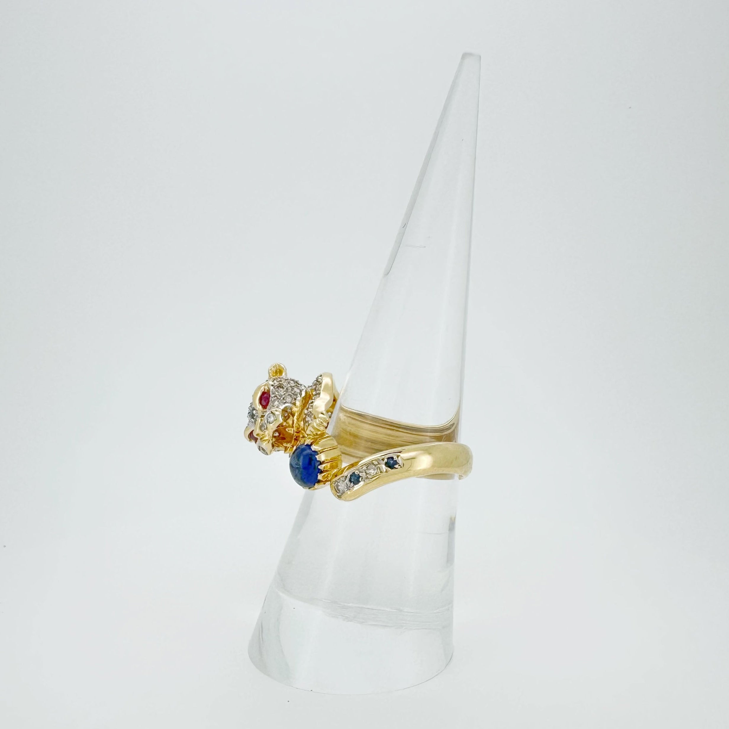 18K Gold Leopard Carved Ring