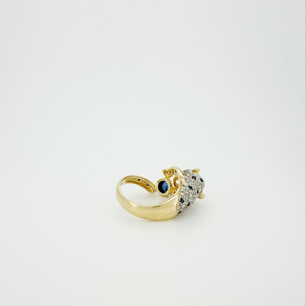 18K Gold Leopard Carved Ring