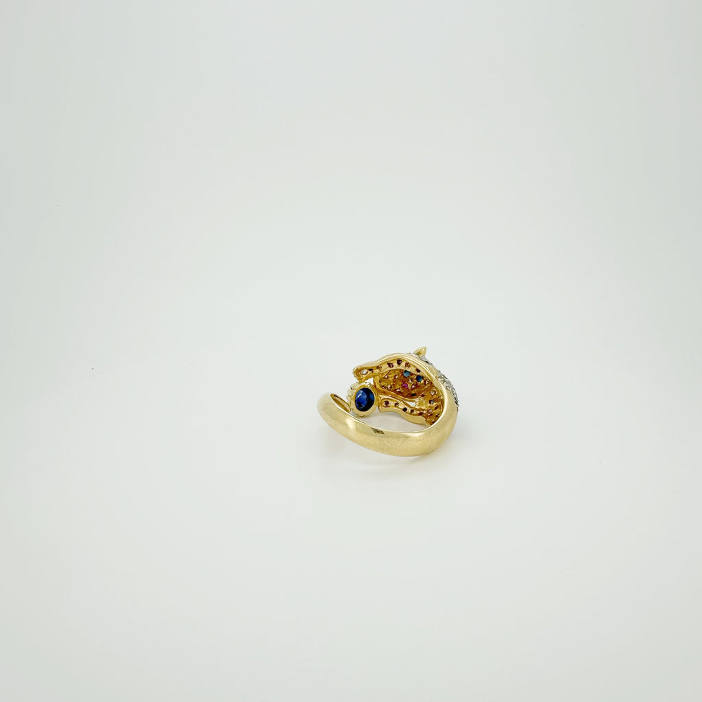 18K Gold Leopard Carved Ring