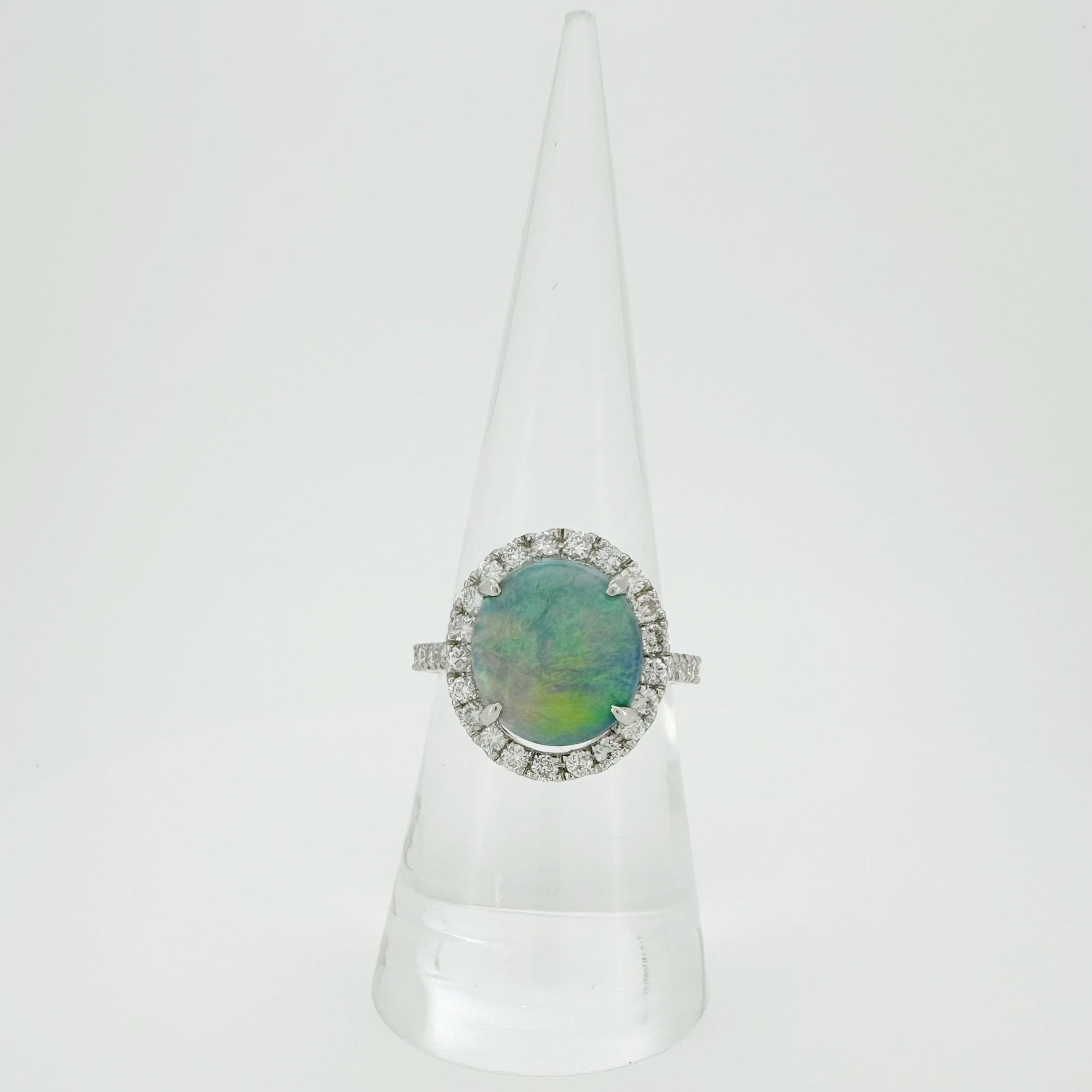 Black Opal 3.393ct Diamond 0.85ct Ring
