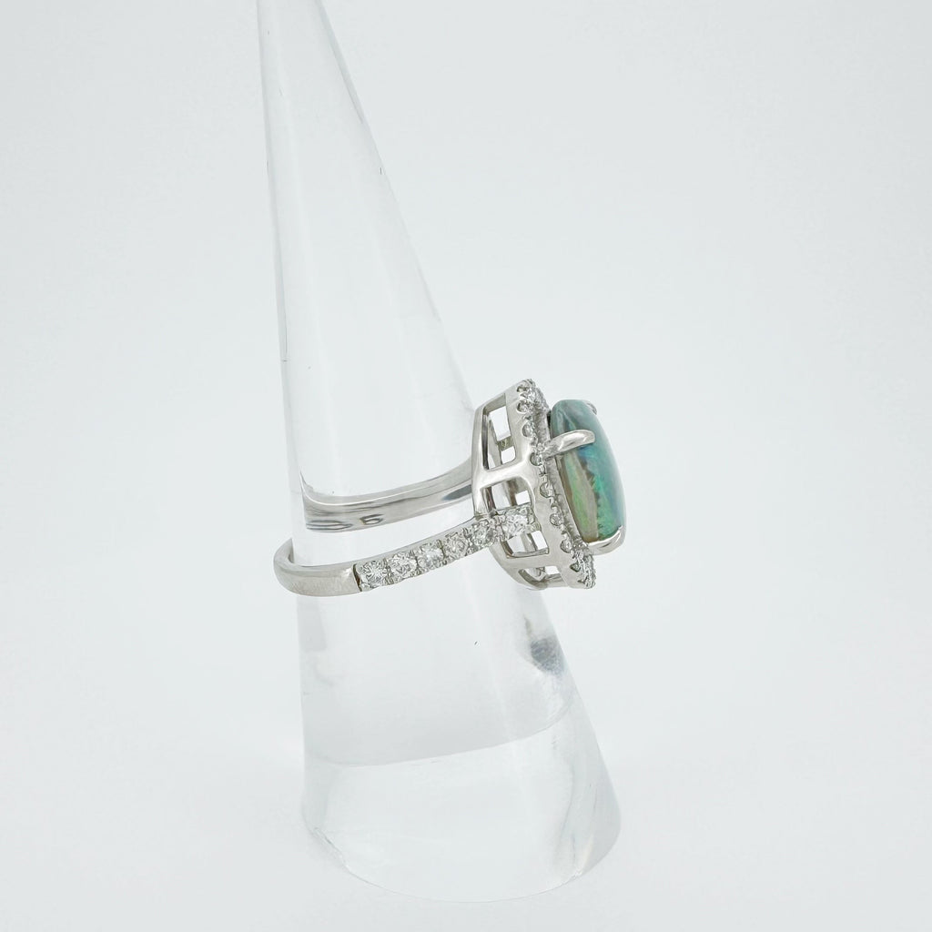 Black Opal 3.393ct Diamond 0.85ct Ring