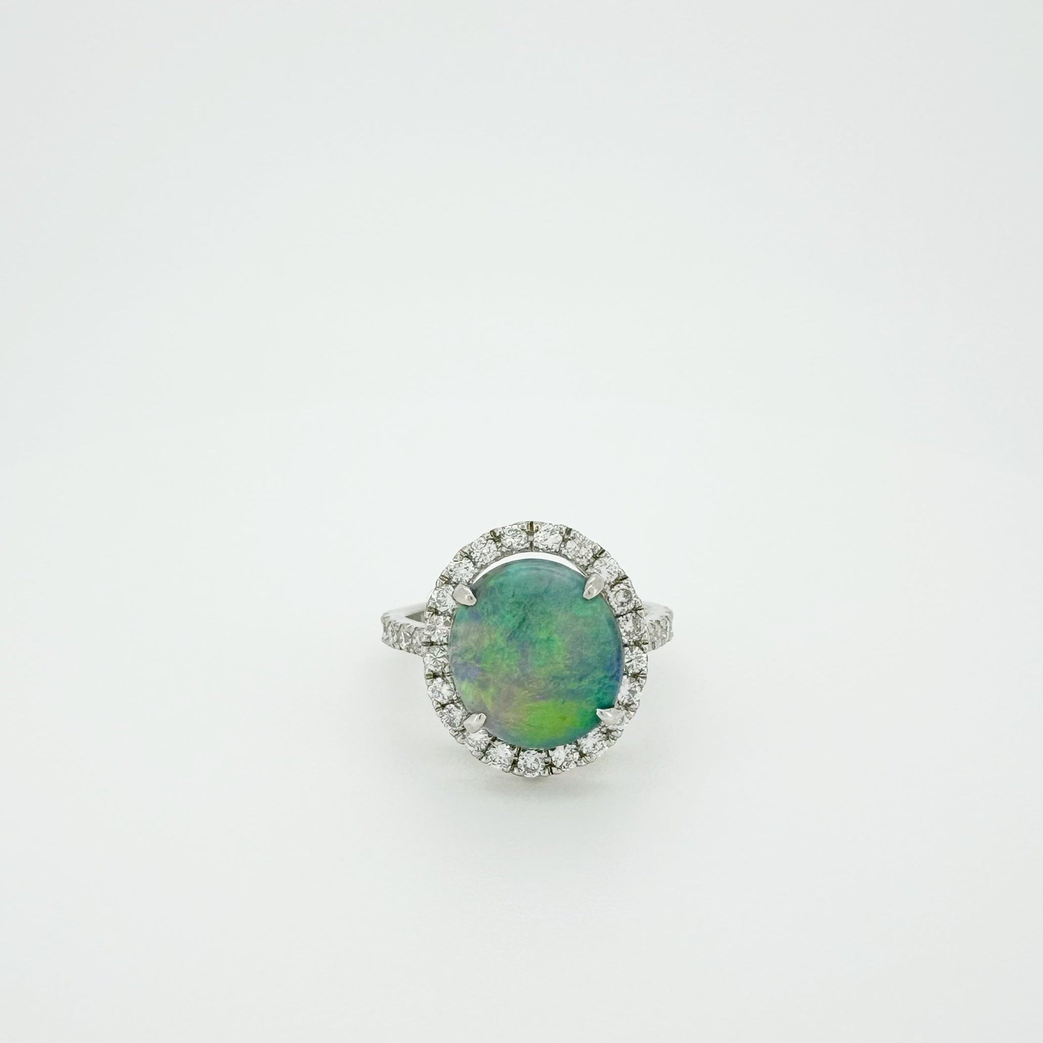 Black Opal 3.393ct Diamond 0.85ct Ring