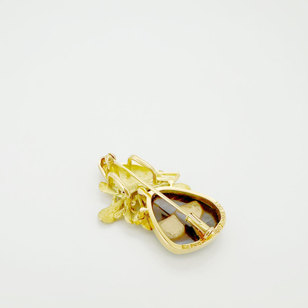 18K Gold Boulder Opal Pendant / Brooch