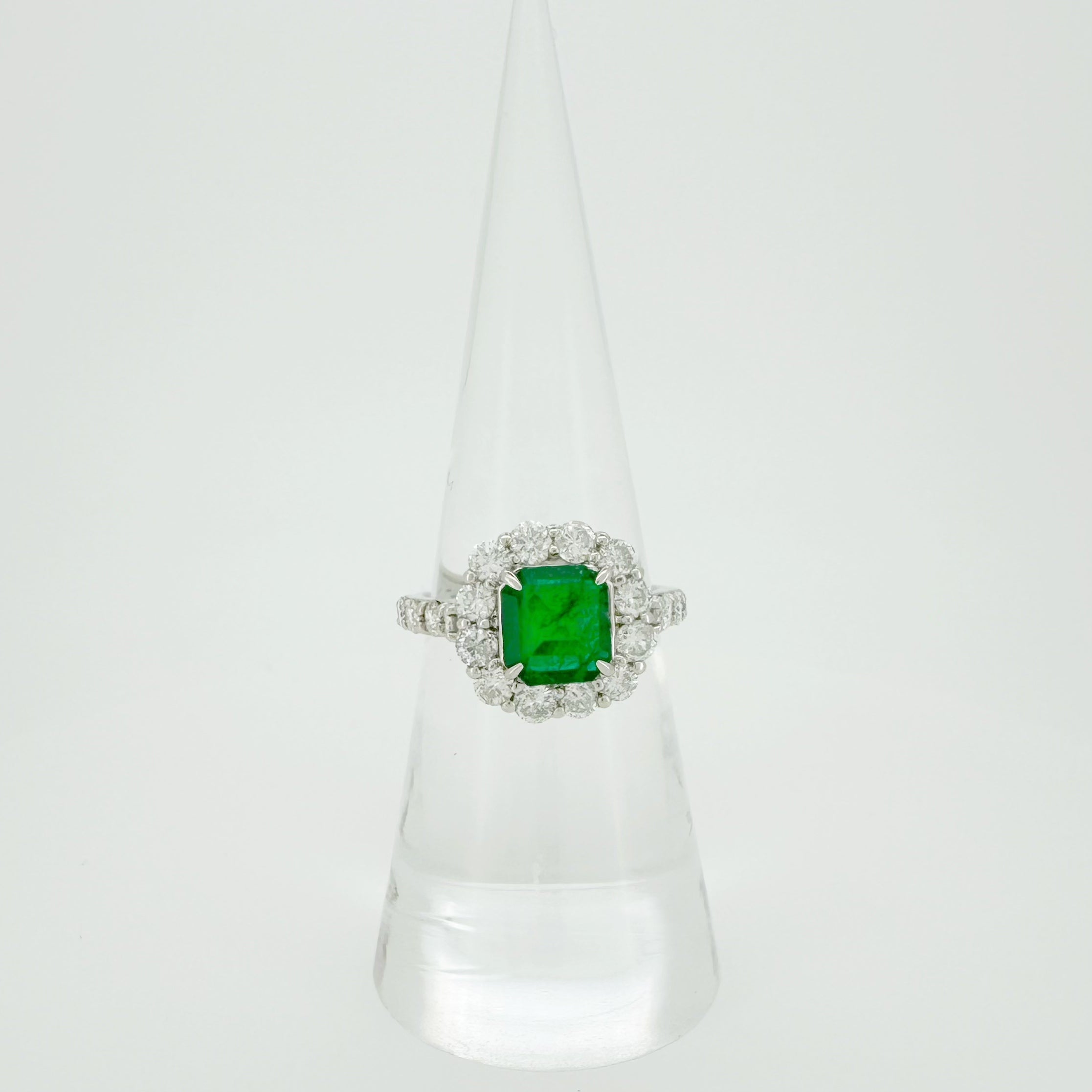Vivid Green 1.23ct Emerald & Diamond Ring