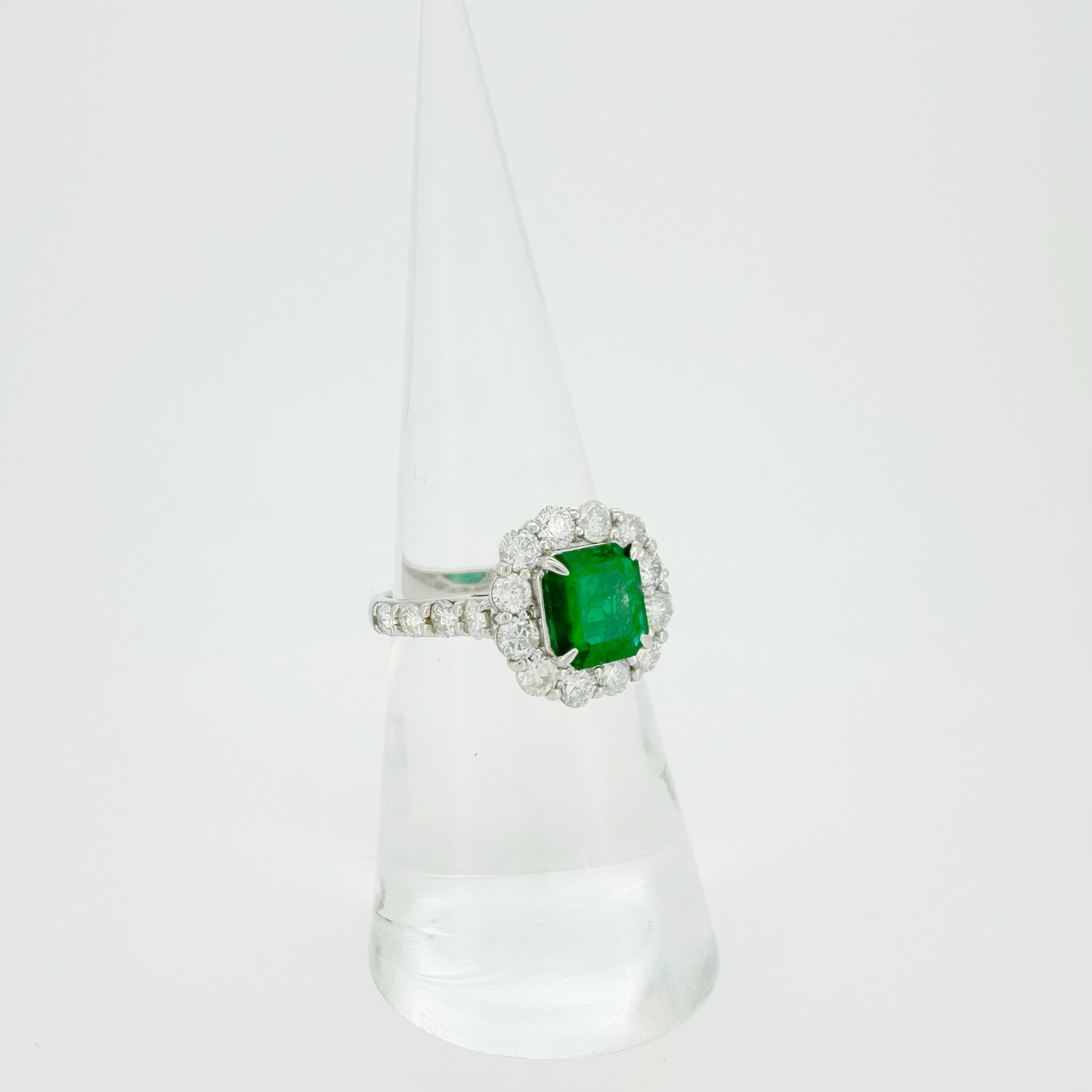 Vivid Green 1.23ct Emerald & Diamond Ring