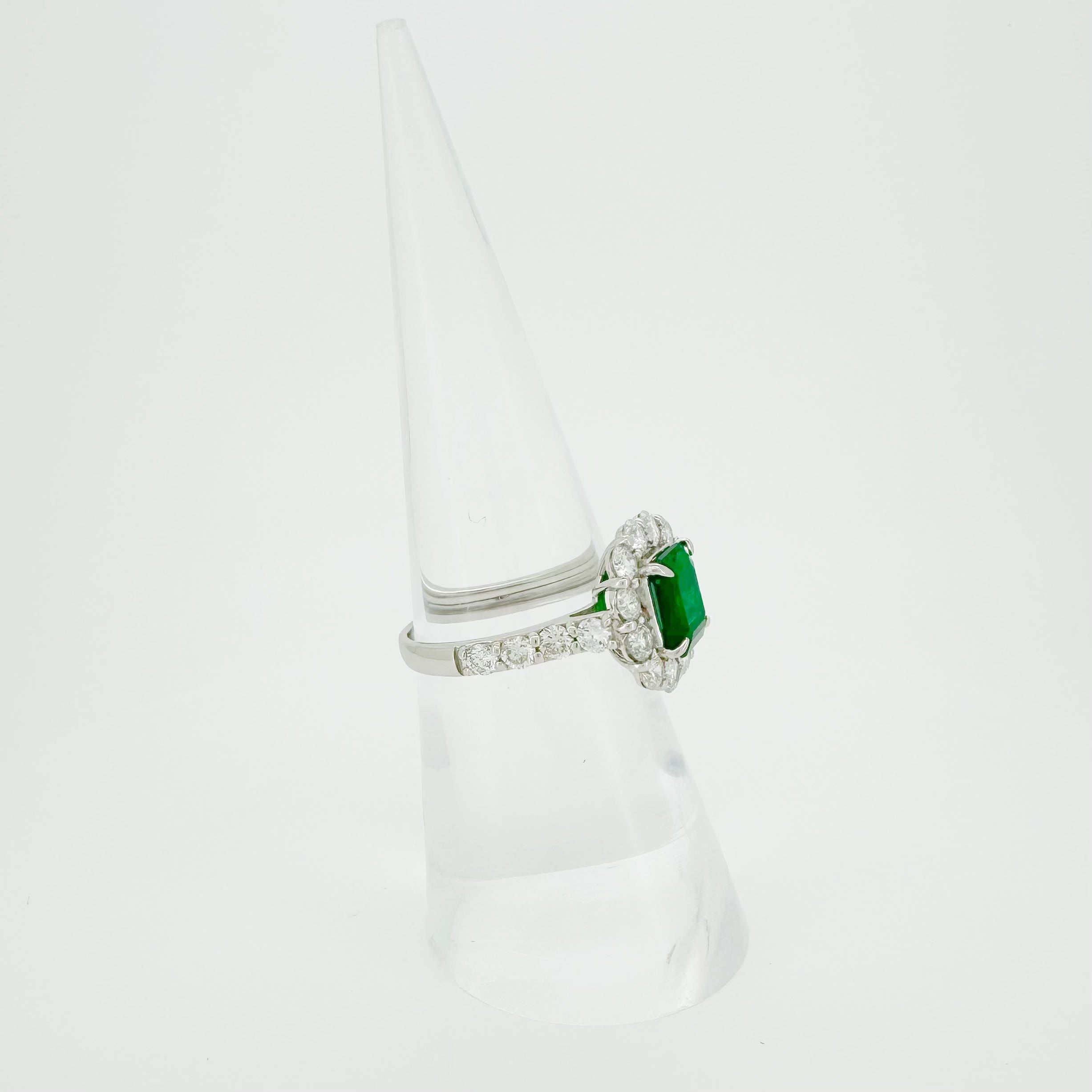 Vivid Green 1.23ct Emerald & Diamond Ring