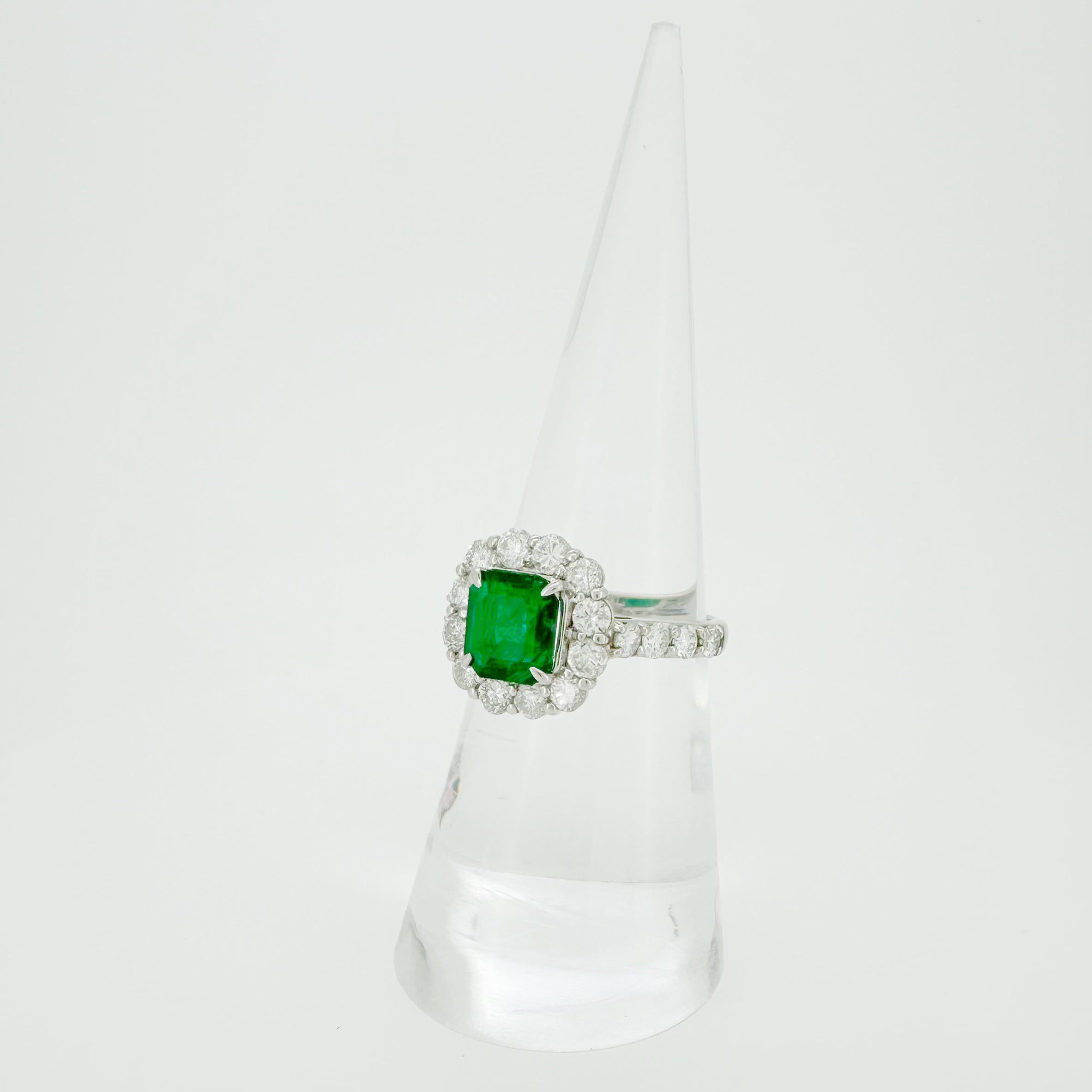 Vivid Green 1.23ct Emerald & Diamond Ring