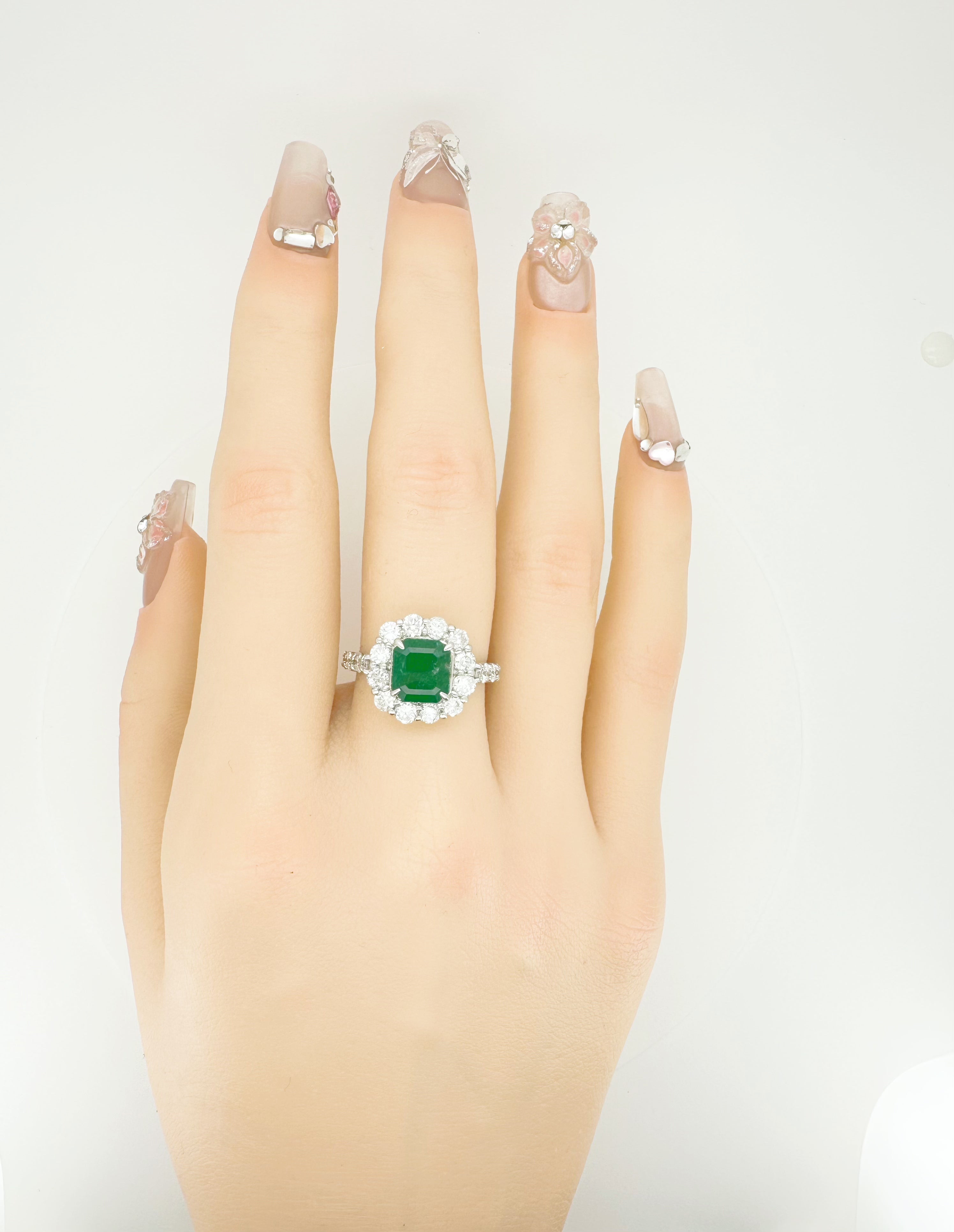 Vivid Green 1.23ct Emerald & Diamond Ring