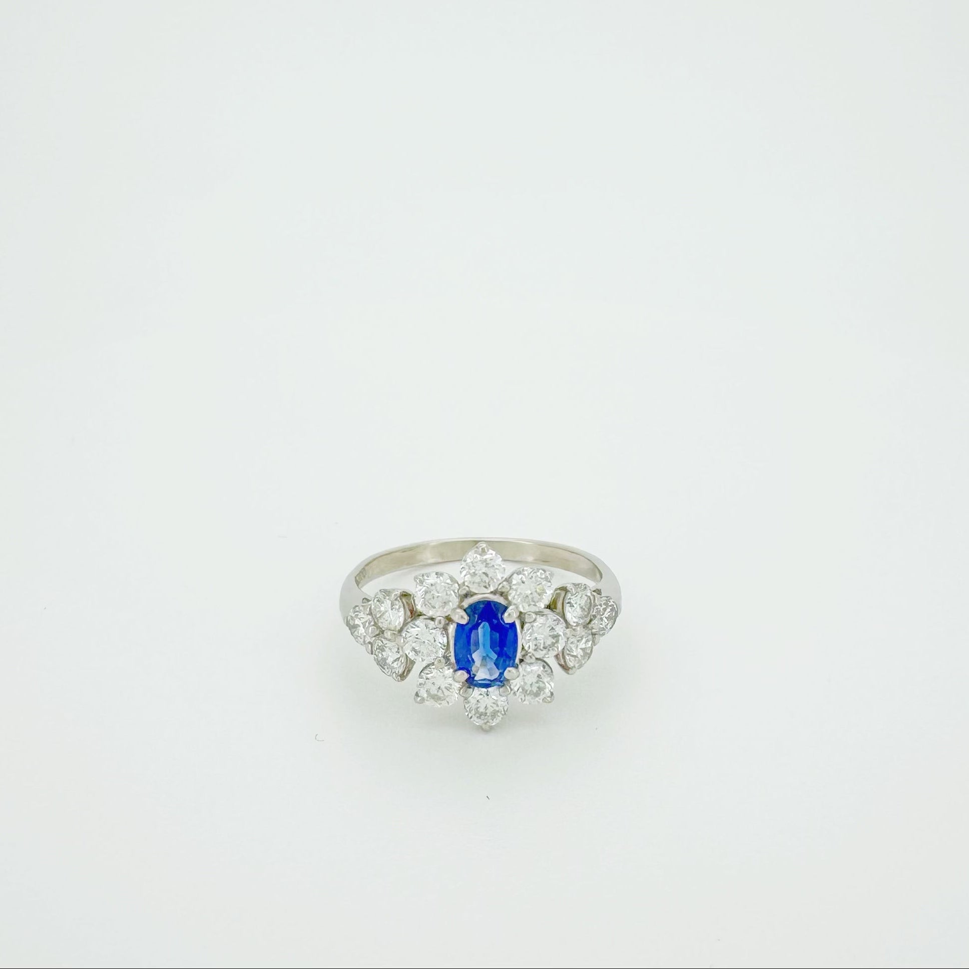 Intense Blue Sapphire Diamond Ring