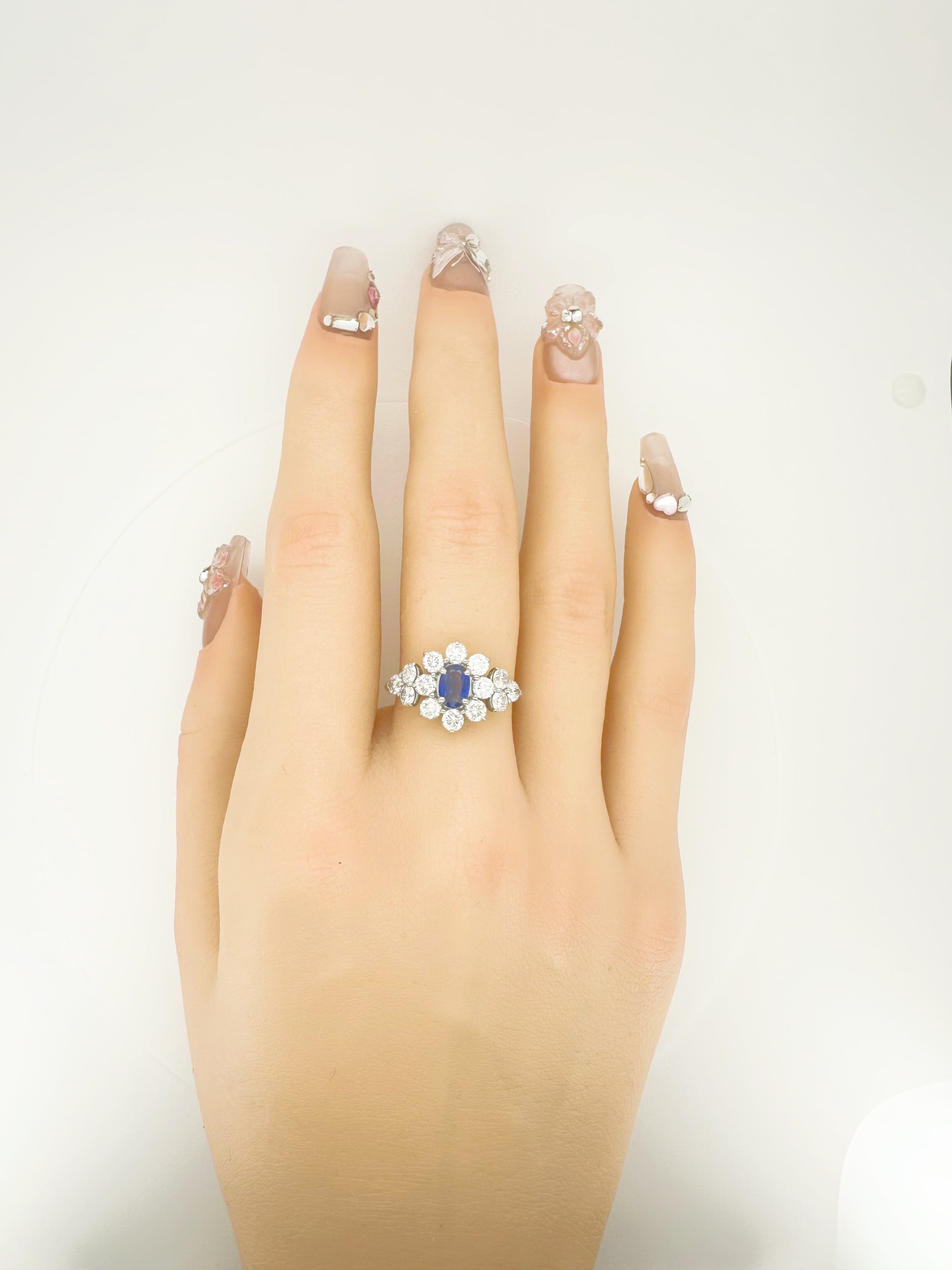 Intense Blue Sapphire Diamond Ring