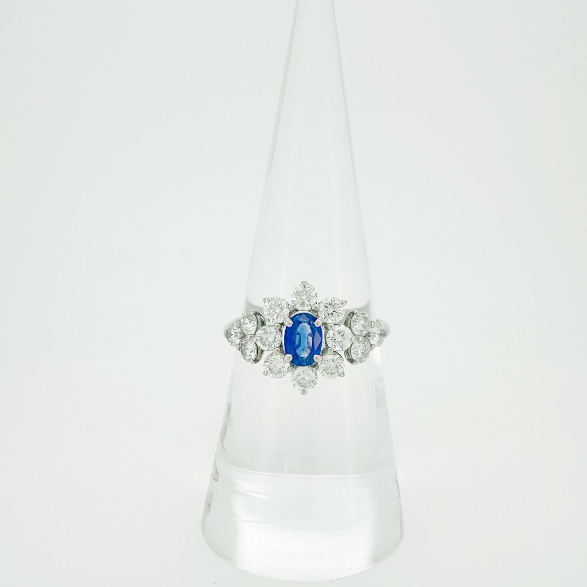 Intense Blue Sapphire Diamond Ring
