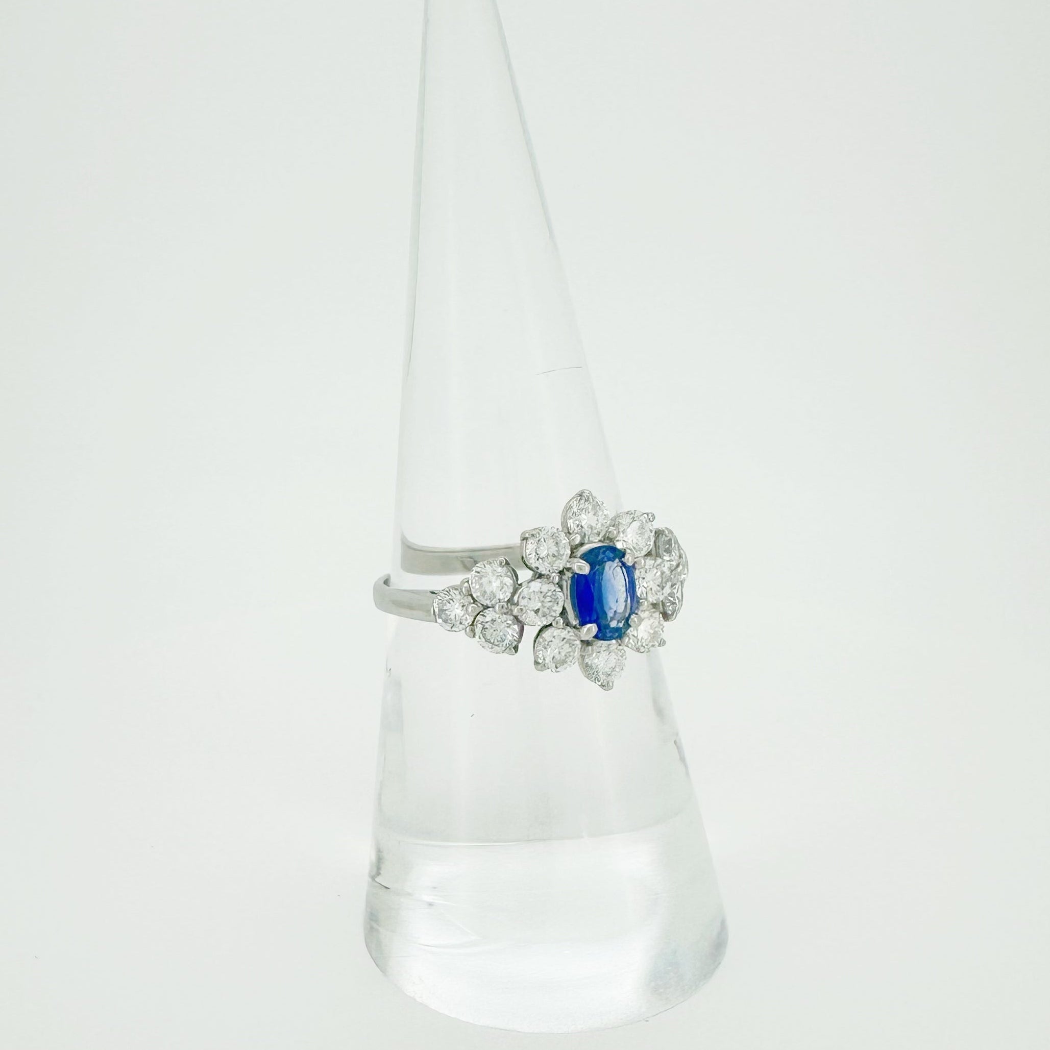 Intense Blue Sapphire Diamond Ring