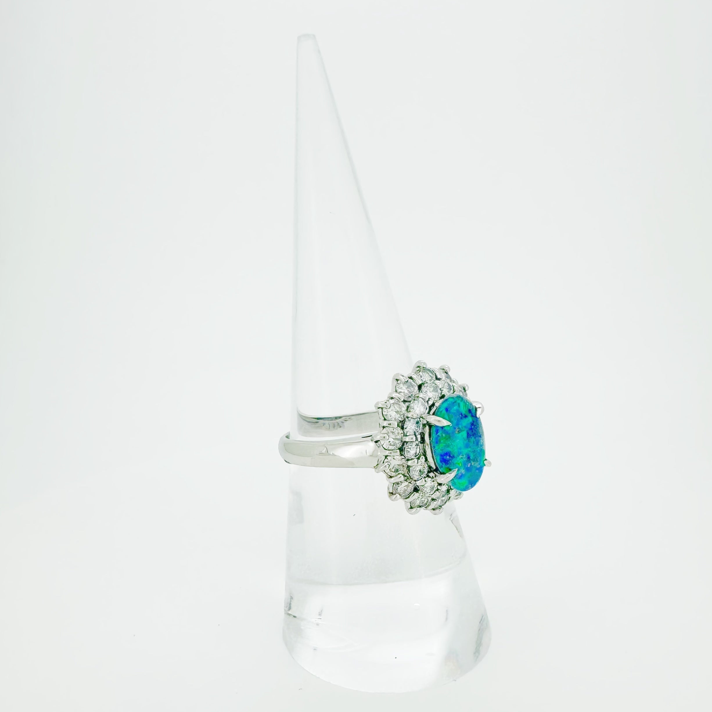 Australian Black Opal Diamond Ring