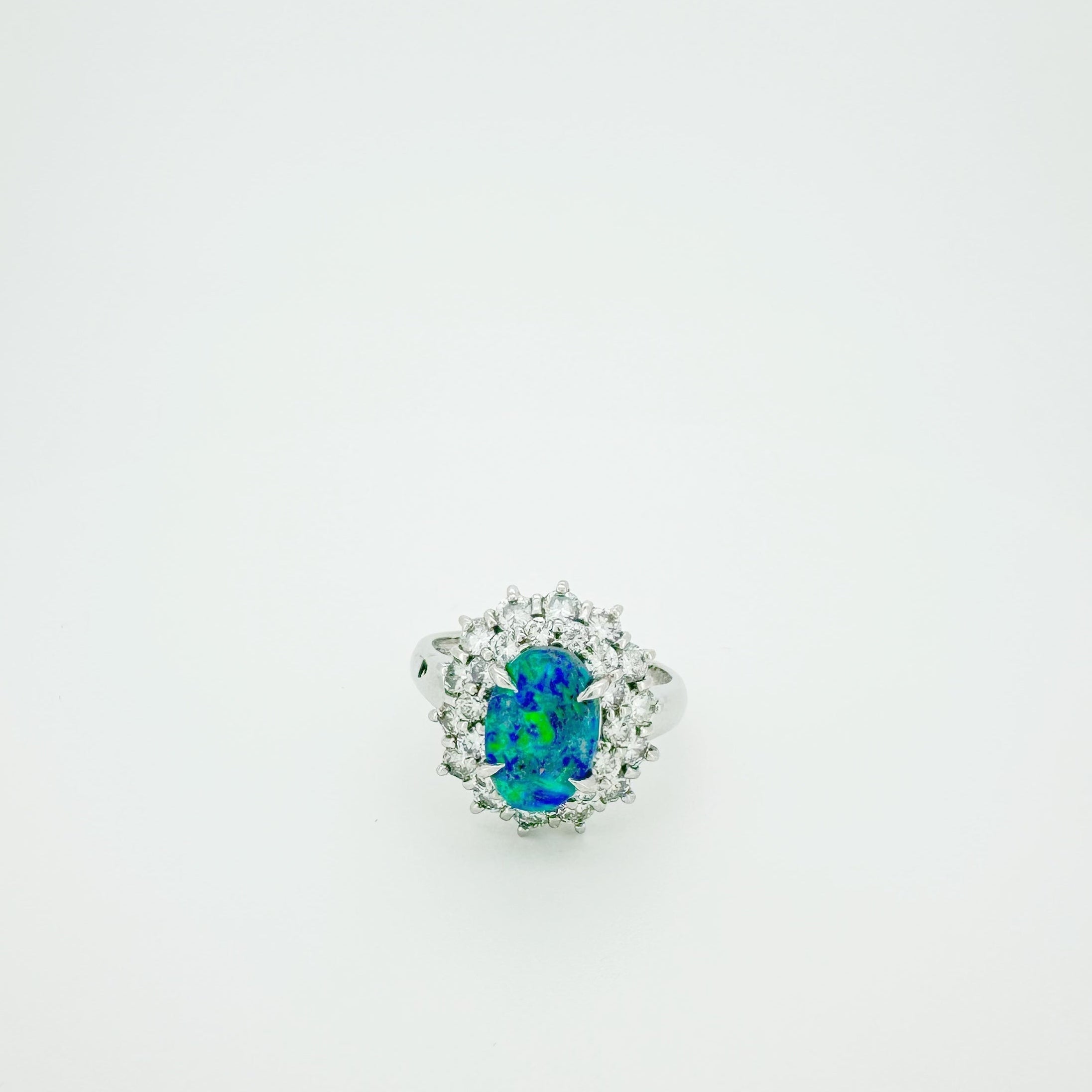 Australian Black Opal Diamond Ring