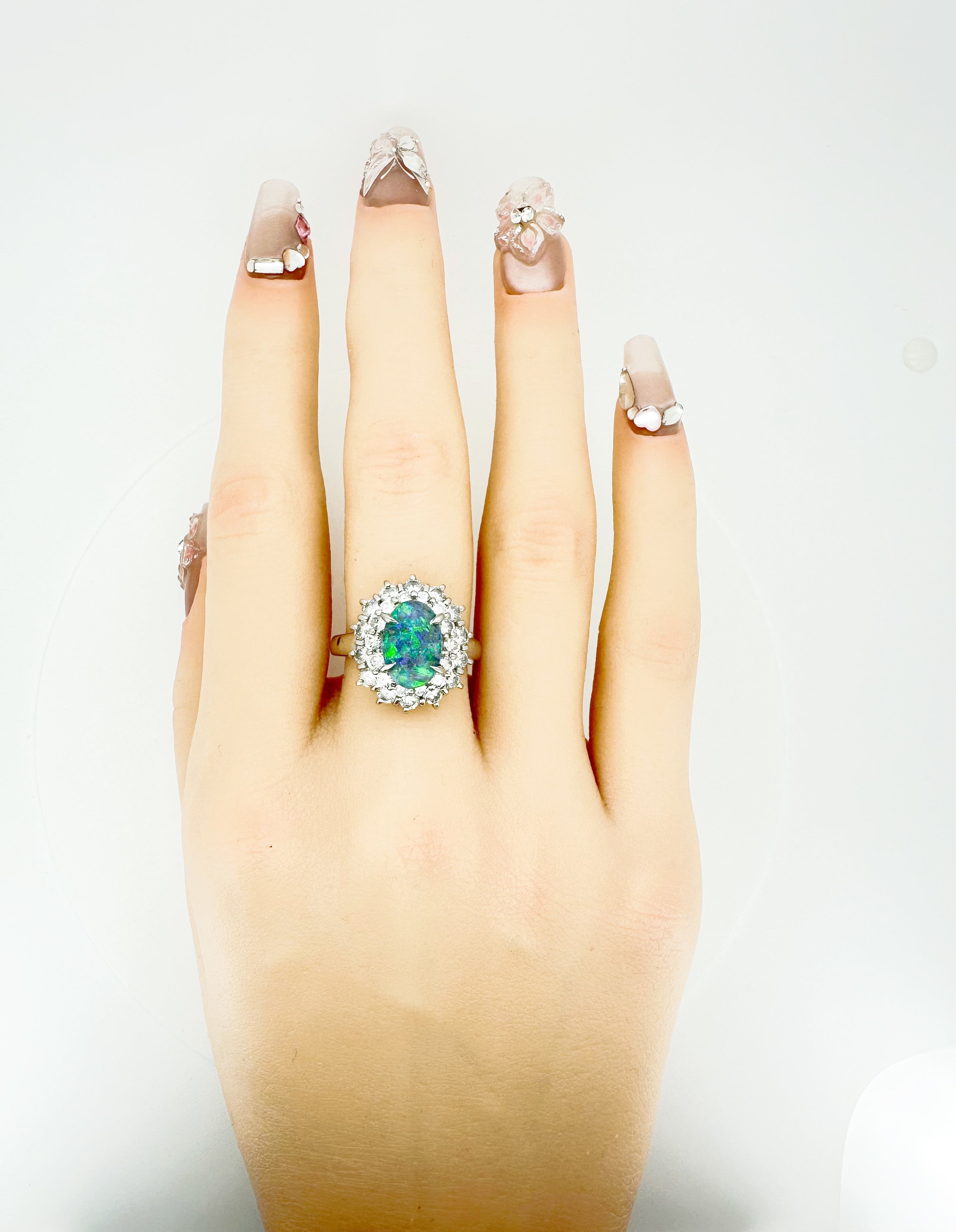 Australian Black Opal Diamond Ring