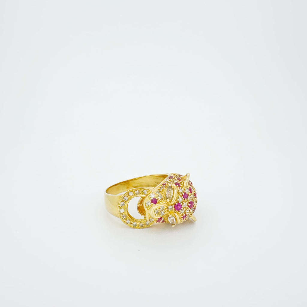 18K Ruby Diamond Leopard Ring