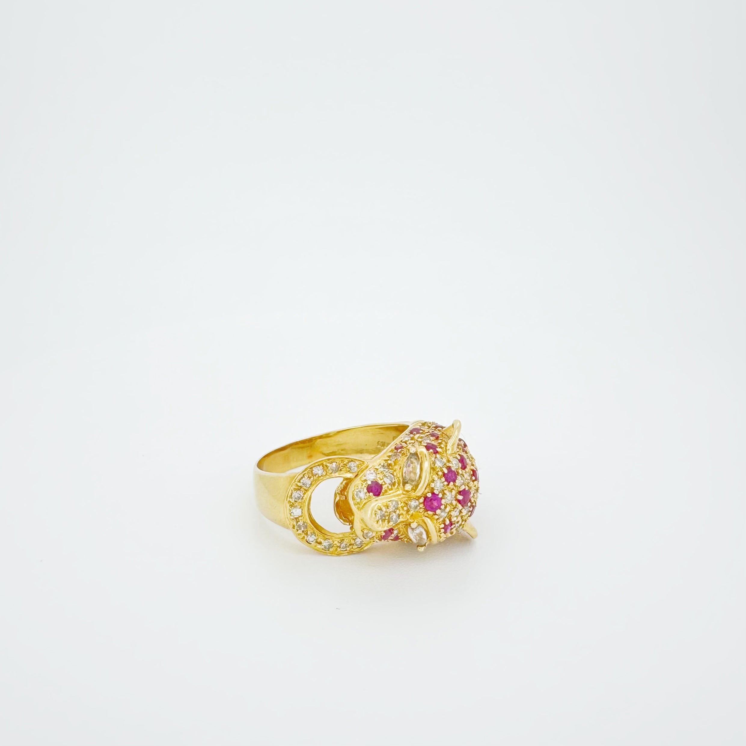 18K Ruby Diamond Leopard Ring