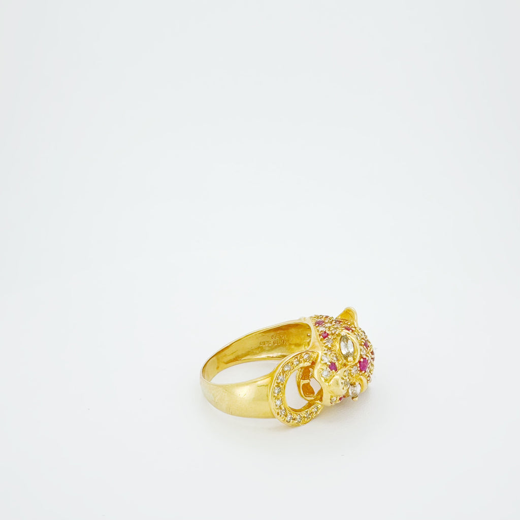 18K Ruby Diamond Leopard Ring