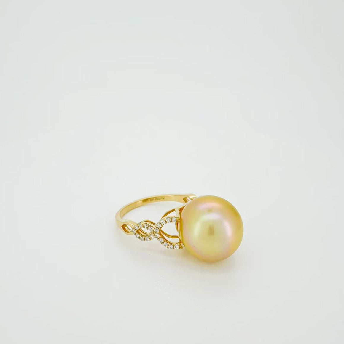 18K Japanese Amami Golden Pearl Diamond Ring