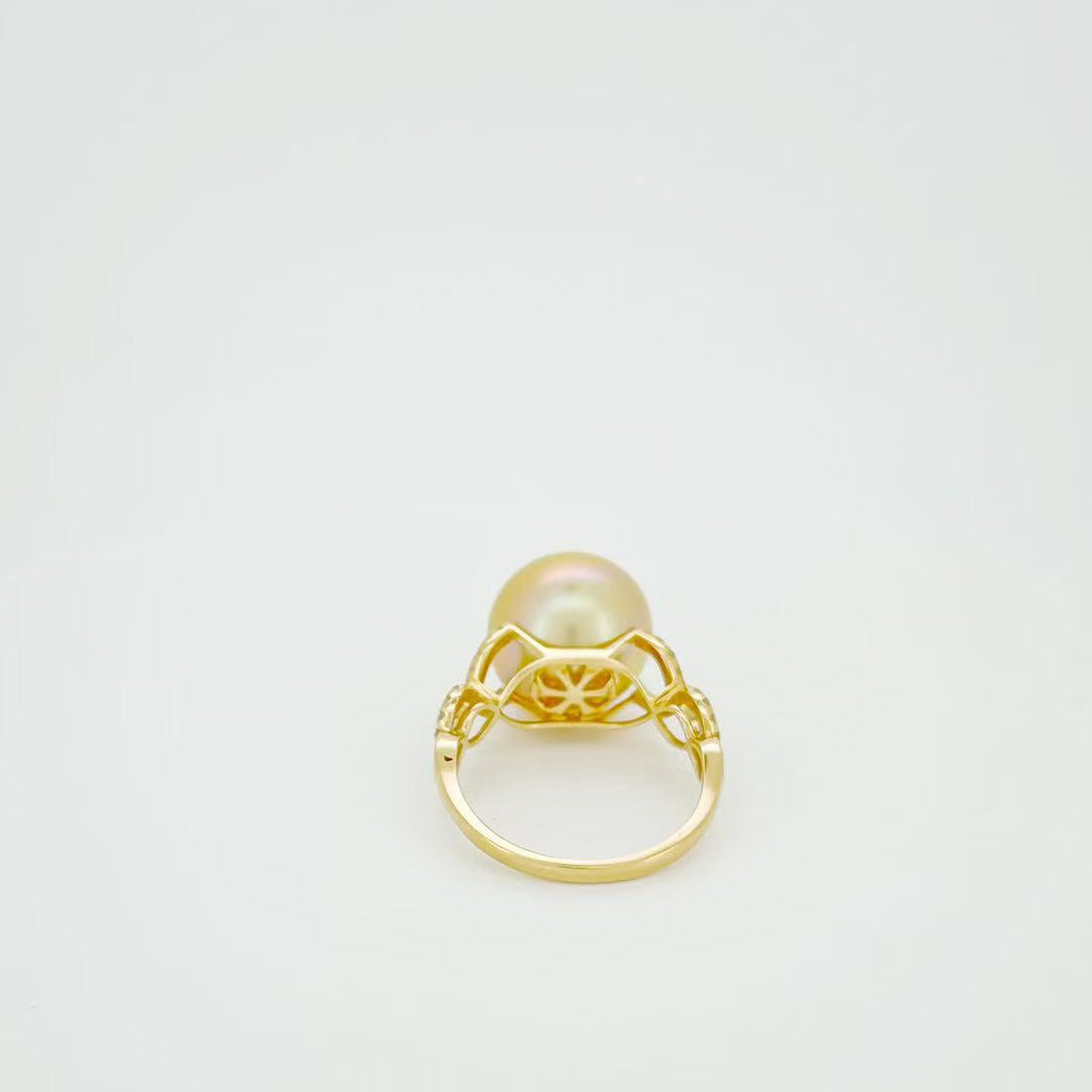 18K Japanese Amami Golden Pearl Diamond Ring