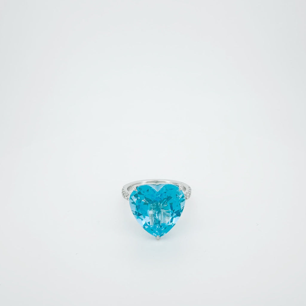 Heart-Shaped Topaz Lab Diamond Ring