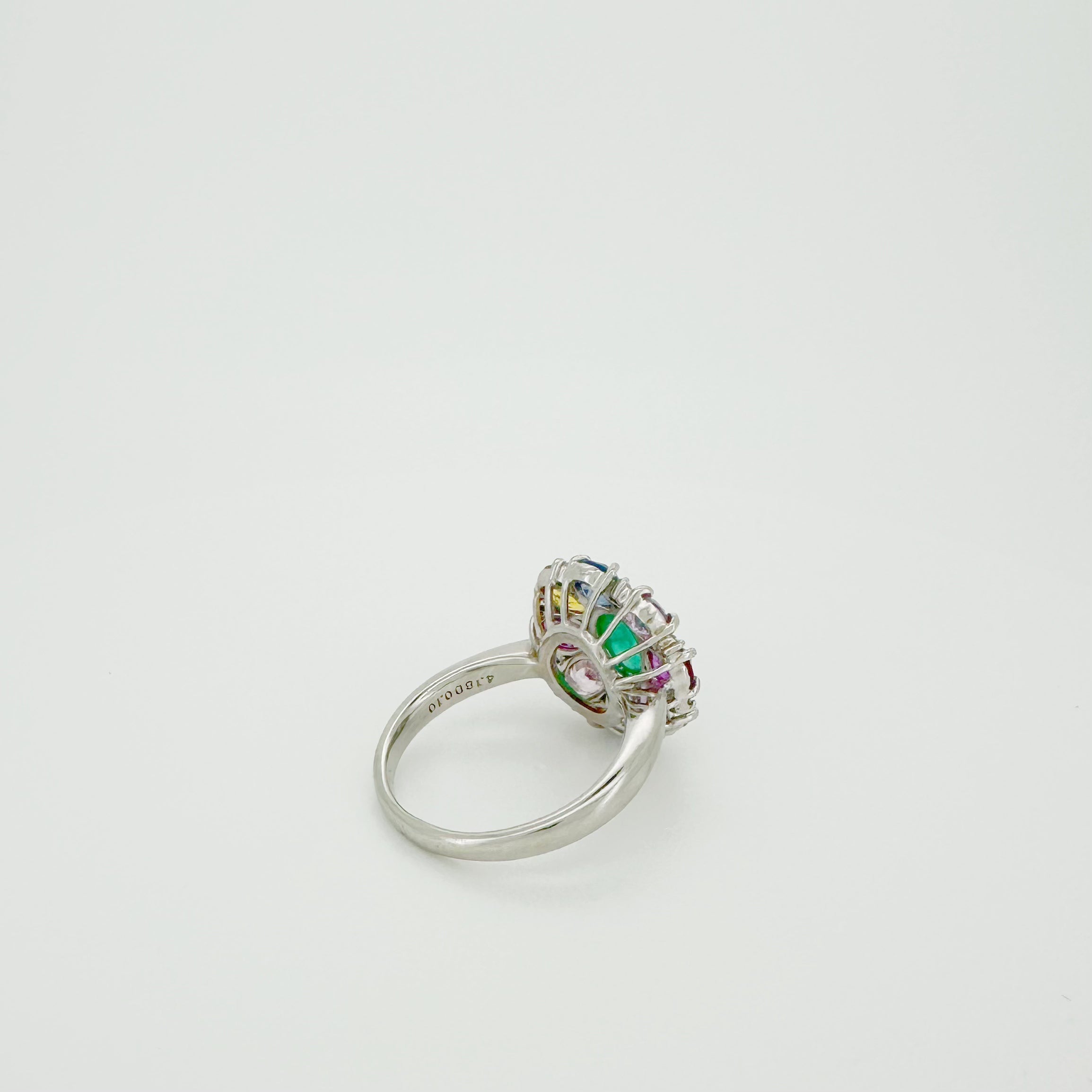 PT900 Multi-Colour Sapphire Emerald Ring