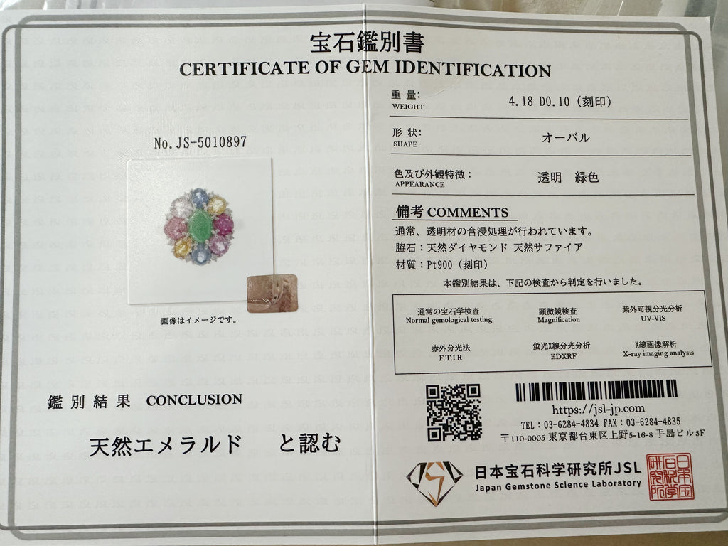 PT900 Multi-Colour Sapphire Emerald Ring