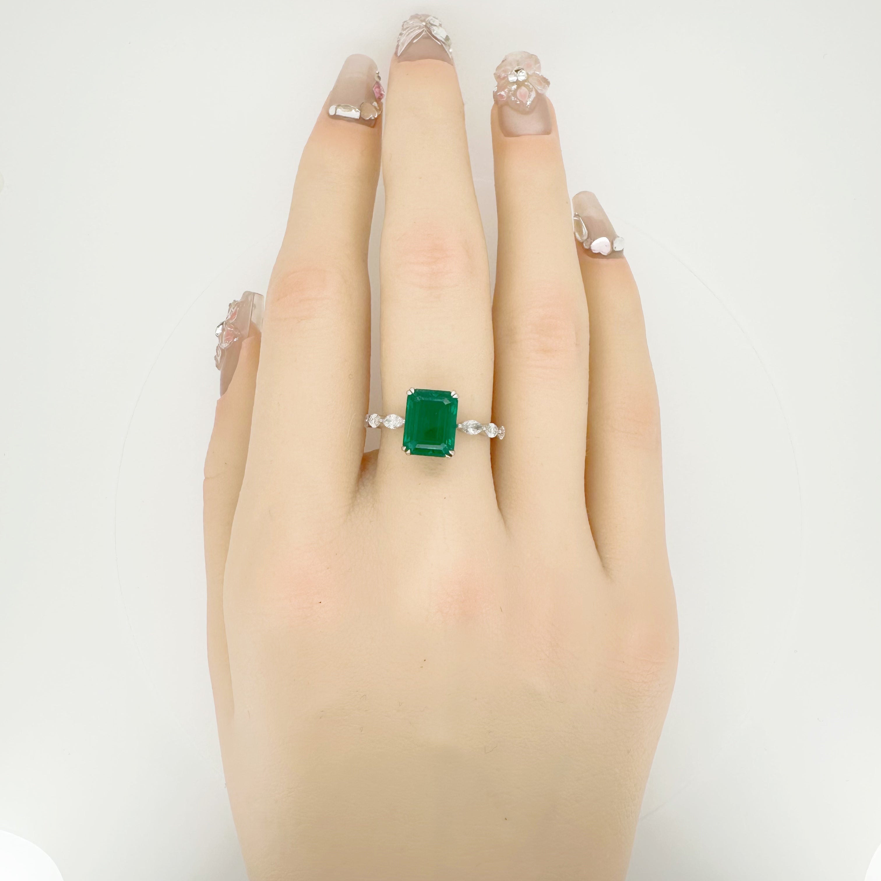 18K Gold Lab-Grown Emerald Diamond Ring