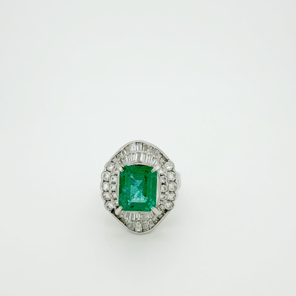 2.97ct Emerald 1.45ct Diamond Ring