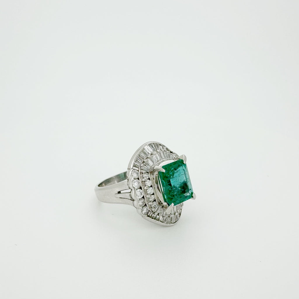2.97ct Emerald 1.45ct Diamond Ring