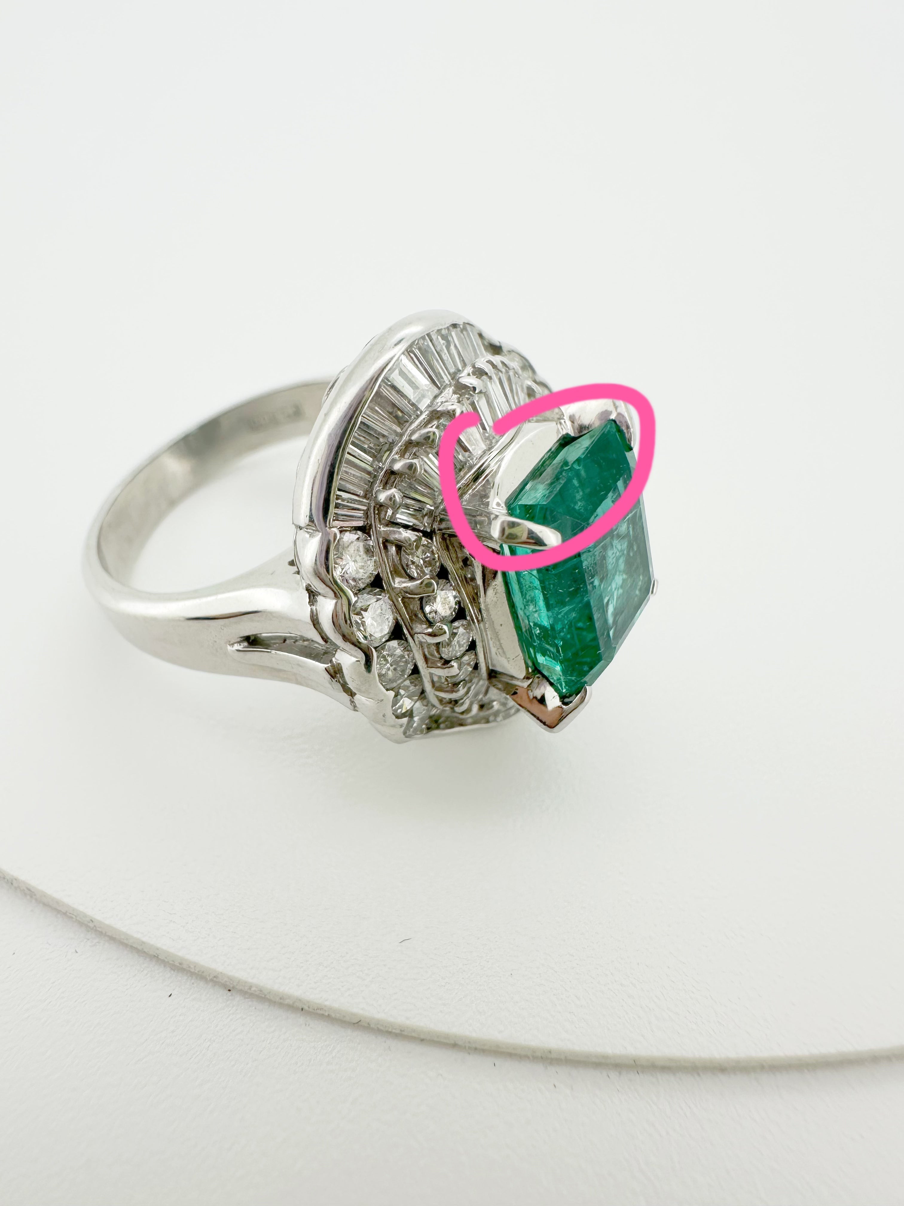 2.97ct Emerald 1.45ct Diamond Ring
