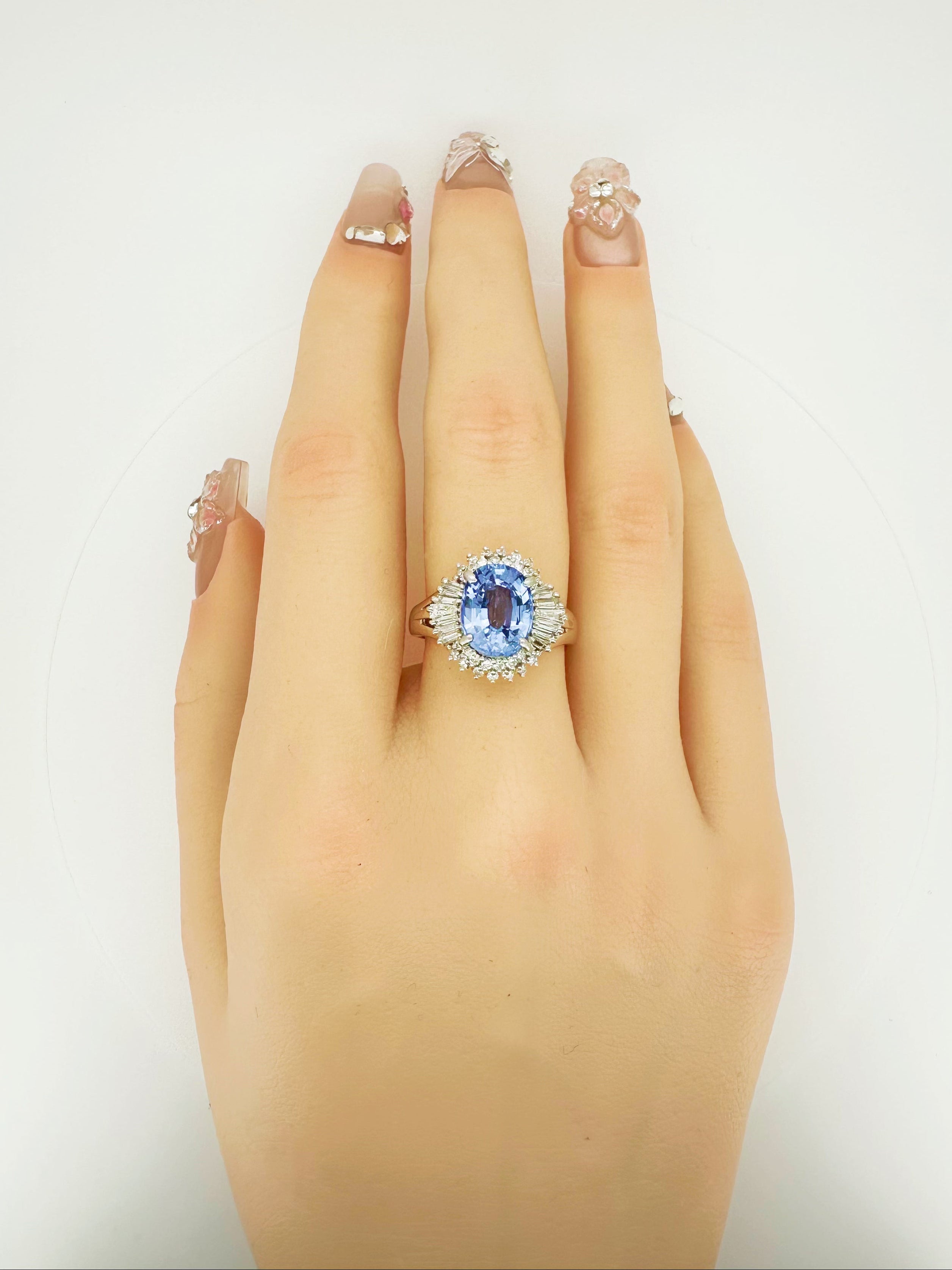 PT900 3.02ct Sapphire 0.60ct Diamond Ring